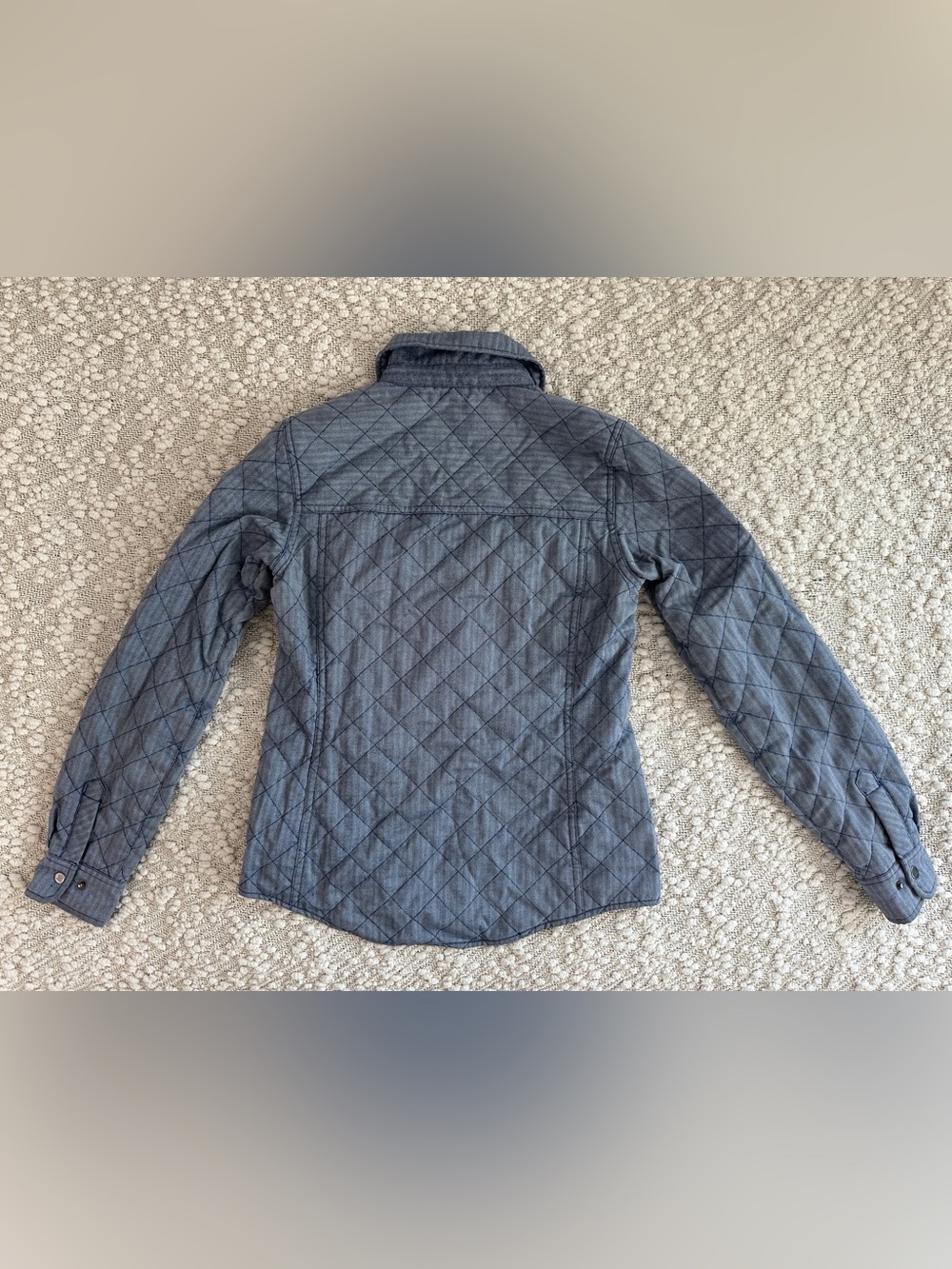 Marmot Riley Insulated Quilted Shirt Jacket XS Blue Herringbone Shacket Snap - Picture 3 of 10
